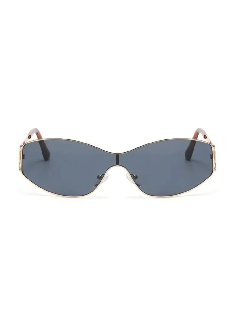 Oversized Tinted Sunglasses With Black Tinted Lenses Gold Metal Frame & Tortoise